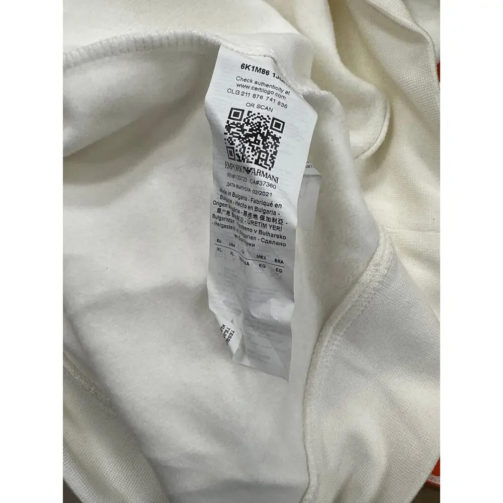 Emporio Armani Cream Gray Logo sweatshirt sweater crewneck size XL B13 - Picture 7 of 9